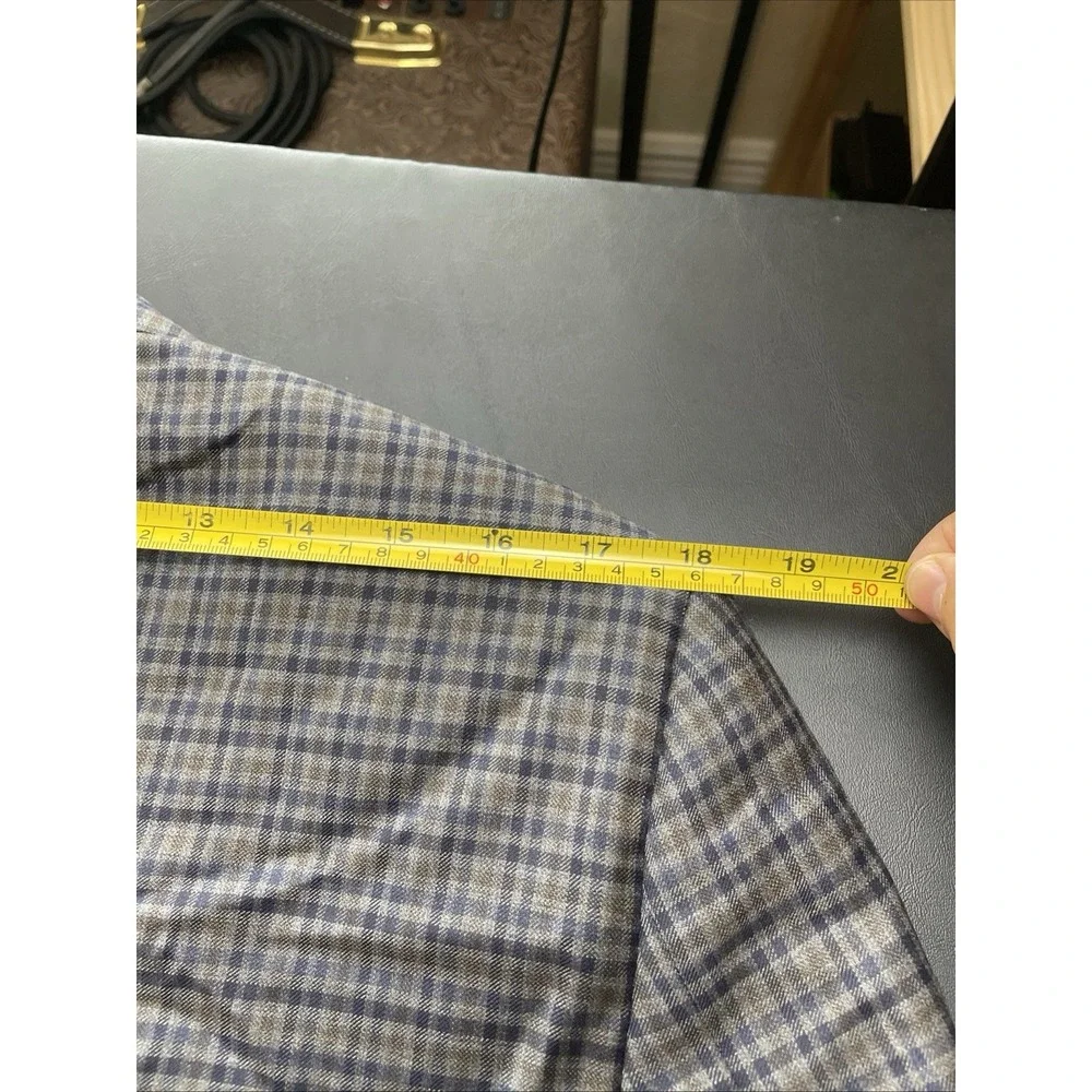 Samuelsohn Yardley 40S Wool Multi Blue Check Blazer Pockets sown shut